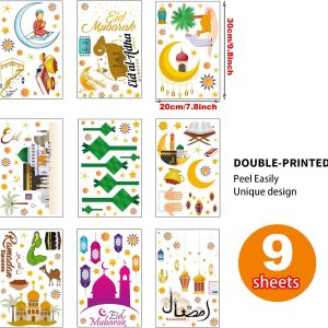 ARS® Ramadan Decorations Window clings Eid Mubarak Window Stickers Party Supplies Decorations Muslim Happiness Ramadan Eid Al-fitr Window Decor for Home Window Stickers - Image 3