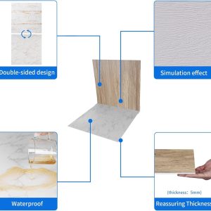 ARS® 2 Pcs 1.8 Ft/55cm Photo Backdrop Boards, 2 in 1 Marble & Wood Texture Realistic Surface Background for Flat Lay Food, Tabletop Product Photography - 4 Patterns - Image 7