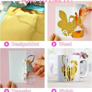 ARS® Adhesive Chrome Gold Permanent Vinyl Roll for Cricut - 12inx10ft - Image 5