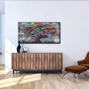 ARS® Tree Large Canvas Wall-Art For Living Room - Graffiti Forest Wall Art - Abstract Modern Home Office Wall Decor Ready to Hang Size 29" x 59" - Image 5