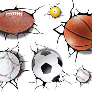ARS® Rugby Football Basketball Volleyball Soccer Ball Wall Decals Stickers Wall Stickers Decals Wall Decor Decals Wall Decor Sports Decals Wall Murals Decoration Décor Poster Nursery Football - Image 3
