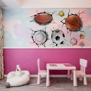 ARS® Rugby Football Basketball Volleyball Soccer Ball Wall Decals Stickers Wall Stickers Decals Wall Decor Decals Wall Decor Sports Decals Wall Murals Decoration Décor Poster Nursery Football - Image 6