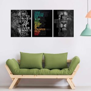 ARS® Motivational Office Wall Art Inspirational Canvas Wall Art Hustle Posters Wall Decor Entrepreneur Quote Wall Paintings Picture 3 Pieces Artwork for Bedroom Home Decor Wooden Framed (36" Wx16" H) - Image 4