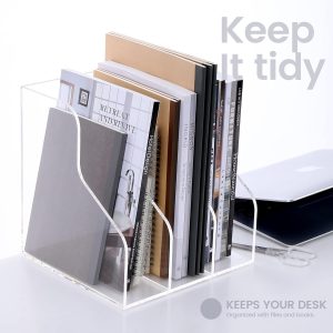 ARS® Desk Organizer, Acrylic Magazine Rack, Book Stand, File Holder for Office Organization and Accessories-Clear,3 Vertical Spaces 1 Pack (3 Slot V),A43GV - Image 6
