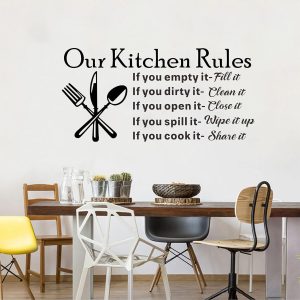 ARS® Our Kitchen Rules Wall Decal Vinyl Wall Stickers Removable Wall Decor Art DIY Knife Fork Spoon Quotes Sticker Mural for Dinner Room Livingroom Window Home Decoration Wallpaper - Image 4