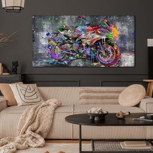 ARS® Banksy Motorcycles Wall-Art - Graffiti Canvas Art Wall Decor - Large Wall Decor For Living Room Ready To Hang Size 59" x 29" - Image 5
