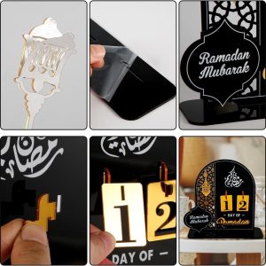 ARS® Ramadan Decorations for Home Ramadan Advent Calendar Countdown Calendars Eid Ramadan Calendar Ramadan Gift (Gold) - Image 3