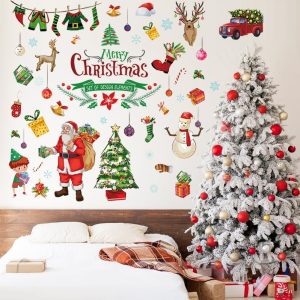 ARS® Merry Christmas Wall Decals Quotes Wall Stickers Christmas Tree Wall Decal Vinyl Wall Art Wall Decor Removable for Christmas Party Window Playroom Bedroom Classroom Living Room Home Decorations - Image 4
