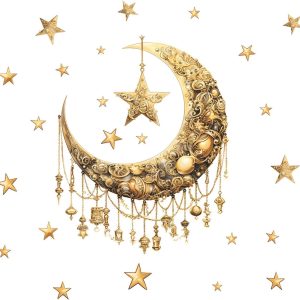 ARS® Ramadan Decorations for Home,Islamic Muslim Wall Stickers Decals,Eid Mubarak Ramadan Decor Lantern Moon Star Window Clings for Home Living Room Bedroom - Image 7