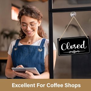 ARS® Open Signs for Business Double Sided Open Closed Business Hours Sign Hanging Business Open Sign with Rope Hours of Operation Sign for Business Walls Window Shop Bar Hotel 12x8 inch - Image 6