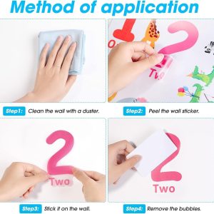 ARS® Number Wall Decals Children Number Stickers Alphabet ABC Wall Decals Peel and Stick Animal Number Wall Stickers Educational Classroom Stickers for Kids Nursery Bedroom Living Room Playroom Décor - Image 5