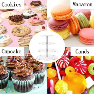 ARS® Acrylic Cupcake Stand, BetterJonny 4 Tier Transparent Round Dessert Tower Holder with Base Clear Cake Stand Display Tea Party Serving Platter for Wedding Party - Image 3