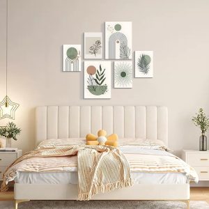 ARS® Abstract Wall Art for Living Room Boho Minimalist Botanical Framed Canvas Wall Art Pictures for Bedroom Walls Mid Century Geometric Wall Art Prints for Home Office Bathroom - Image 4