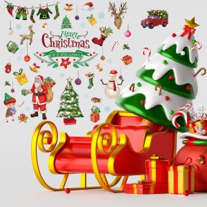 ARS® Merry Christmas Wall Decals Quotes Wall Stickers Christmas Tree Wall Decal Vinyl Wall Art Wall Decor Removable for Christmas Party Window Playroom Bedroom Classroom Living Room Home Decorations - Image 6