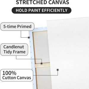 ARS® Blank Canvas 100 x 100 cm White - this premium-quality canvas 100% Cotton Artist Canvas Boards For Painting, Acrylic Pouring, Oil Paint Dry & Wet Art Media - Image 7