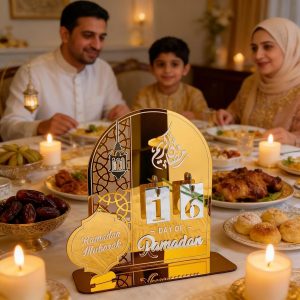 ARS® Ramadan Decorations for Home Ramadan Advent Calendar Countdown Calendars Eid Ramadan Calendar Ramadan Gift (Gold) - Image 5