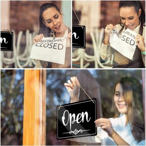 ARS® Open Signs for Business Double Sided Open Closed Business Hours Sign Hanging Business Open Sign with Rope Hours of Operation Sign for Business Walls Window Shop Bar Hotel 12x8 inch - Image 3