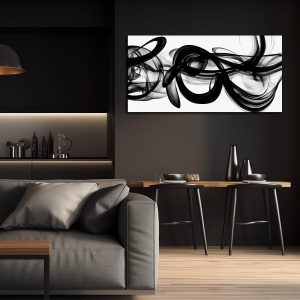 ARS® Black and White Abstract Wall Art for Bedroom Black Wall Decor for Living Room Canvas Print Wall Art for Office Ready to Hang 20 x 40 Inch - Image 3