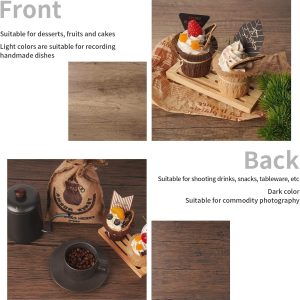 ARS® 2 Pcs 21.6in/55cm Photo Backdrop Boards, Double Sided Wood & Cement Texture Realistic Surface Background for Flat Lay Food, Tabletop Product Photography - Image 3