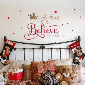ARS® Christmas Decal Stickers New Year Happy Christmas Believe Quotes Wall Decals Reindeer Christmas Tree Vinyl Wall Art Decals Decor Removable Modern for Christmas Party Supplies Home Window Decor - Image 3