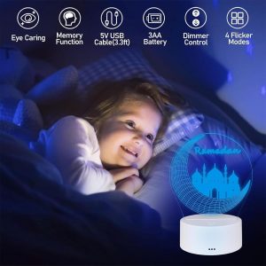 ARS® 3D Ramadan Kareem Night Light led lamp 7 Colors Touch USB Charge Desk Table Bedroom Decoration Gift muslim allah - Image 5