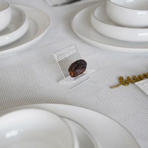 ARS® Ramadan Date Holder, Bismillah Islamic Calligraphy, Iftar Party, Ramadan Table Decoration, Eid Mubarak Gift (4 Pcs, Kufic Design, Transparent) - Image 4