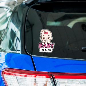 ARS® Baby in Car Stickers, 5PCS 19x14cm Stickers for Car, Funny on Board Car Sticker with Character, Removable Baby Safety Warning Sticker for Car Door Rear Bumper Window (Pink) - Image 8