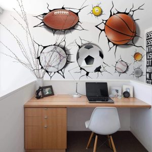 ARS® Rugby Football Basketball Volleyball Soccer Ball Wall Decals Stickers Wall Stickers Decals Wall Decor Decals Wall Decor Sports Decals Wall Murals Decoration Décor Poster Nursery Football - Image 7