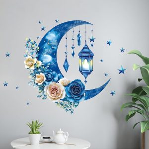 ARS® Ramadan Wallpapers, Ramadan Kareem Islamic Muslim Wall Decor Stickers, Moon Star Lantern Wall Decals for Living Room Bedroom Decoration (30cm*60cm) - Image 5
