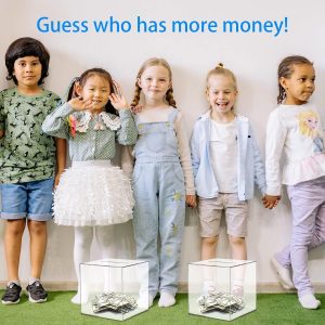 ARS® Clear Acrylic Piggy Bank for Adults, Unopenable Money Box, Kids' Money Banks Transparent Coins Saving Pot Cash Container Box Coin Jar 7'× 7''(Transparent) - Image 4