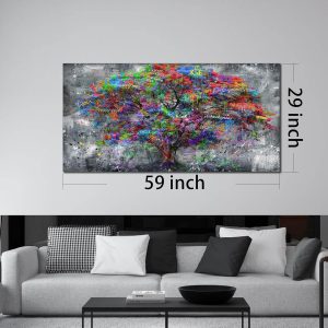 ARS® Tree Large Canvas Wall-Art For Living Room - Graffiti Forest Wall Art - Abstract Modern Home Office Wall Decor Ready to Hang Size 29" x 59" - Image 3