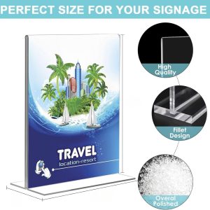 ARS® Acrylic Sign Holder A6, 2 Sided T-Type Display Stand, Clear Acrylic Tabletop Sign Holder for Menus, Prices & Promotions, 105 × 148 mm - Image 3