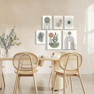 ARS® Abstract Wall Art for Living Room Boho Minimalist Botanical Framed Canvas Wall Art Pictures for Bedroom Walls Mid Century Geometric Wall Art Prints for Home Office Bathroom - Image 5