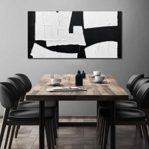 ARS® Black and White Pictures for Wall Abstract Art Wall Decor for Living Room Minimalist Printed Canvas Wall Art Office Apartment Decoration Size 24 x 48 Inch - Image 3