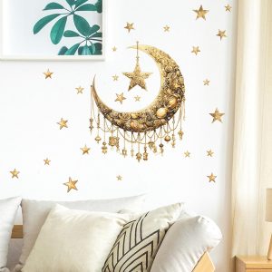 ARS® Ramadan Decorations for Home,Islamic Muslim Wall Stickers Decals,Eid Mubarak Ramadan Decor Lantern Moon Star Window Clings for Home Living Room Bedroom - Image 4