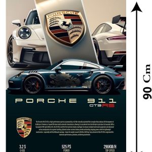 ARS® Porsche 911 GT3 car Canvas Wall Art for Decoration Frame easy to hang, 90x60cm, 1Pcs - Image 3
