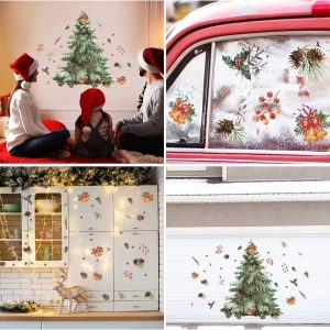 ARS® Large Christmas Tree Wall Decals DIY Christmas Wall Decals Peel and Stick Watercolor Christmas Tree Wall Stickers Removable for Xmas Bedroom Living Room Office Home Decor DIY Art - Image 6