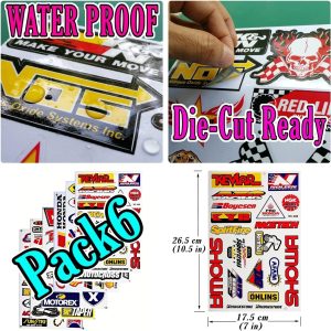 ARS® Motocross Motorcross Dirt Bike Dirtbike Motorcycles Moto Race ATV Accessories Sponsor Logos Helmet Parts Racing Pack 6 Vinyl Graphics Sticker Decal Kits Sheet D6724 Best4Buy - Image 2