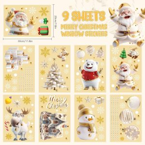ARS® Christmas Window Clings Decorations, Merry Christmas Snowflake Window Stickers Decals, Glass Window Double Sided Christmas Decorations for Doors, Shop Windows, Glass Fronts - Image 3