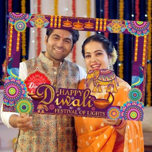 ARS® 26Pcs Happy Diwali Photo Booth Props Kit - Diwali Party Selfie Props with Photo Frame for Festival of Lights Party Decorations Supplies - Image 4