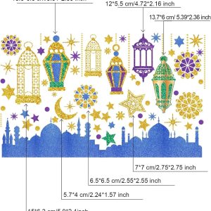ARS® Ramadan Mubarak Window Clings Eid Mubarak Window Stickers Party Supplies Decorations Muslim Happiness Ramadan Eid Al-fitr Decor - Image 3