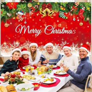 ARS® Christmas Backdrop Merry Christmas Banner Party Decoration Xmas Photography Background Photo Props for Winter Holiday New Year Eve Family Party Decoration Supplies(Snowflake) - Image 4