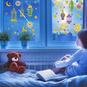 ARS® Ramadan Mubarak Window Clings Eid Mubarak Window Stickers Party Supplies Decorations Muslim Happiness Ramadan Eid Al-fitr Decor - Image 6