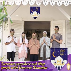 ARS® 2 Pieces Ramadan Kareem Hanging Canvas Sign Eid Mubarak Hanging Canvas Sign Ramadan hanging sign Eid Mubarak sign for Ramadan Kareem Eid Mubarak Home Decor Party Supplies - Image 5