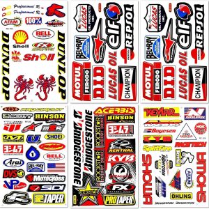 ARS® Motocross Motorcross Dirt Bike Dirtbike Motorcycles Moto Race ATV Accessories Sponsor Logos Helmet Parts Racing Pack 6 Vinyl Graphics Sticker Decal Kits Sheet D6724 Best4Buy - Image 1