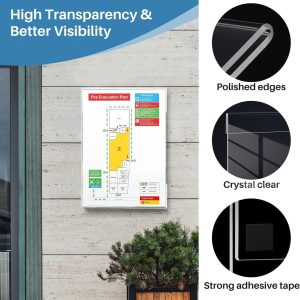 ARS® A4 Acrylic Frame Wall Sign Holder (Portrait, 2-Pack) - Frameless Self-Adhesive Wall Poster Display Frame for Office, Store, Restaurant - No Drilling Needed, Clear Document Holder - Image 6