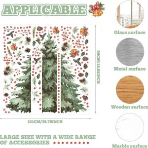 ARS® Large Christmas Tree Wall Decals DIY Christmas Wall Decals Peel and Stick Watercolor Christmas Tree Wall Stickers Removable for Xmas Bedroom Living Room Office Home Decor DIY Art - Image 3