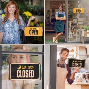 ARS® Wooden Store Open and Closed Business Sign Two Sided Reversible Come In We're Open or Closed Store Hanging Sign for Coffee Bar Shop 6"x 12" Inch - Image 4