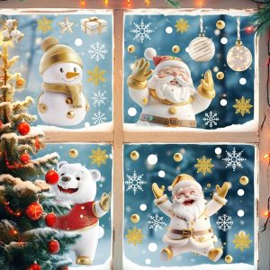 ARS® Christmas Window Clings Decorations, Merry Christmas Snowflake Window Stickers Decals, Glass Window Double Sided Christmas Decorations for Doors, Shop Windows, Glass Fronts - Image 7