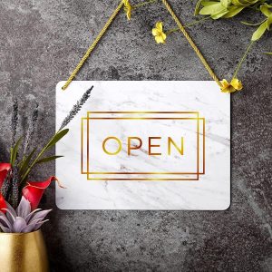 ARS® Double Sided Open and Closed Sign for Businesses, Marble Print -22x29 cm Hanging Sign for Coffee Bar Shop Door Window (2 Pack) - Image 7